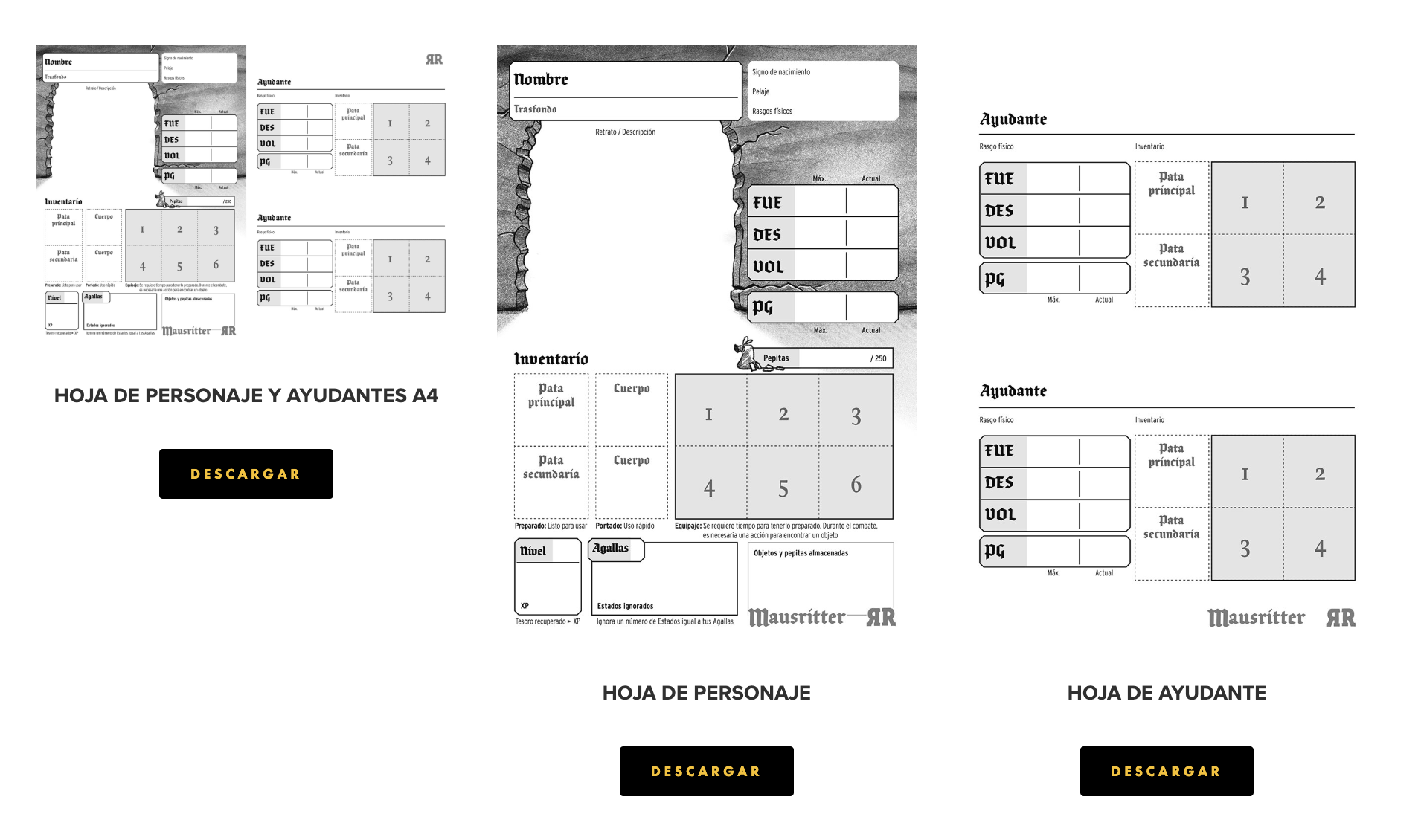 Zona de Descarga (Character Sheets)